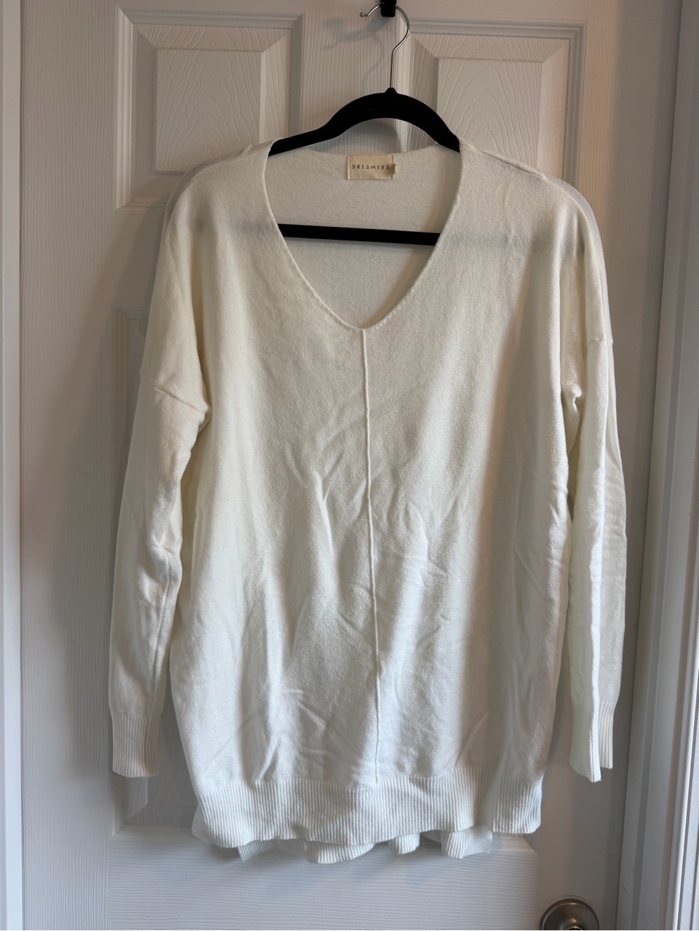 Dreamers Cream V-Neck Lightweight Knit Tunic Sweater